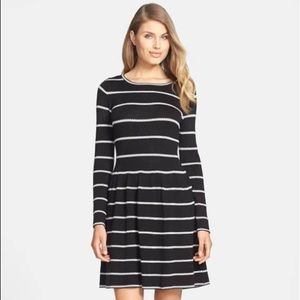 Eliza J Black & White Fit & Flare Sweater Dress
